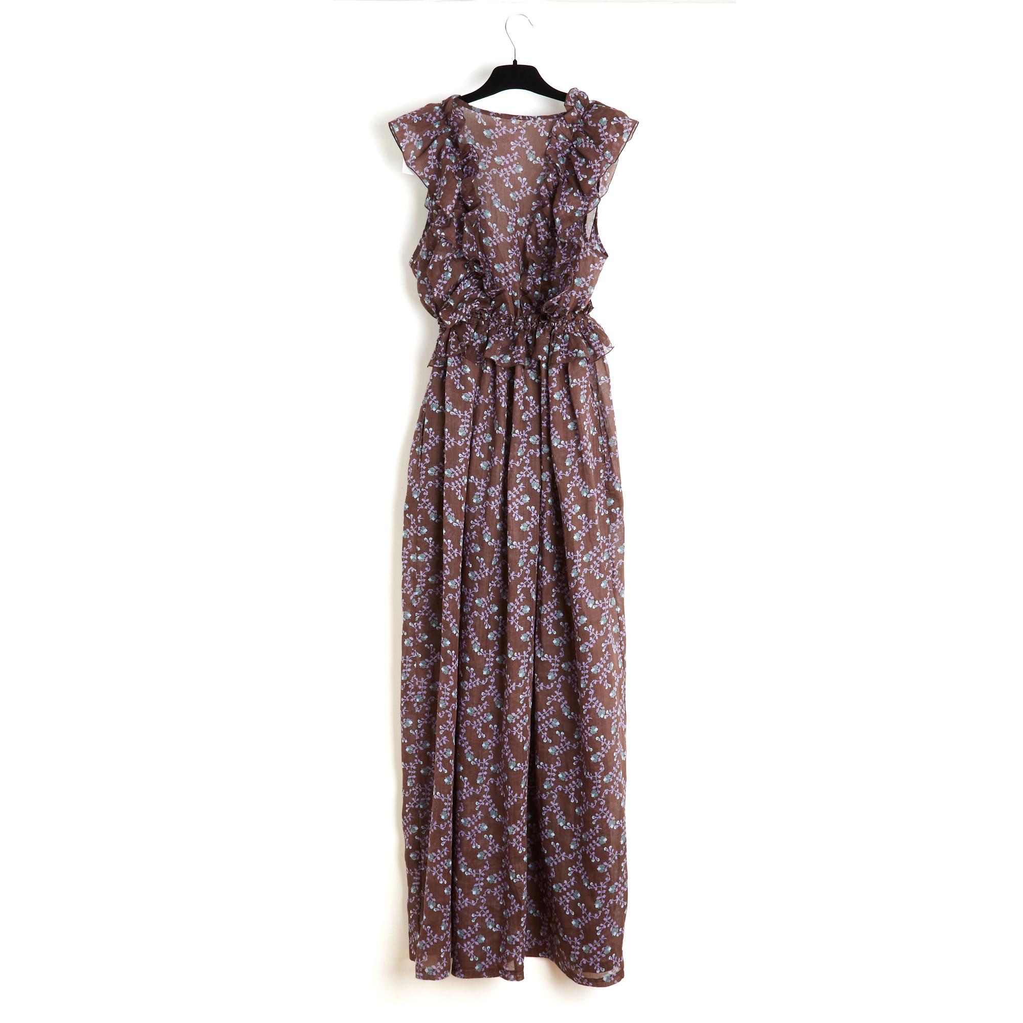 Yvonne S 2017 Túnica Marie Antoinette TM Floral Borgoña Maxi Vestido de Lino UK10 US8 en venta 1