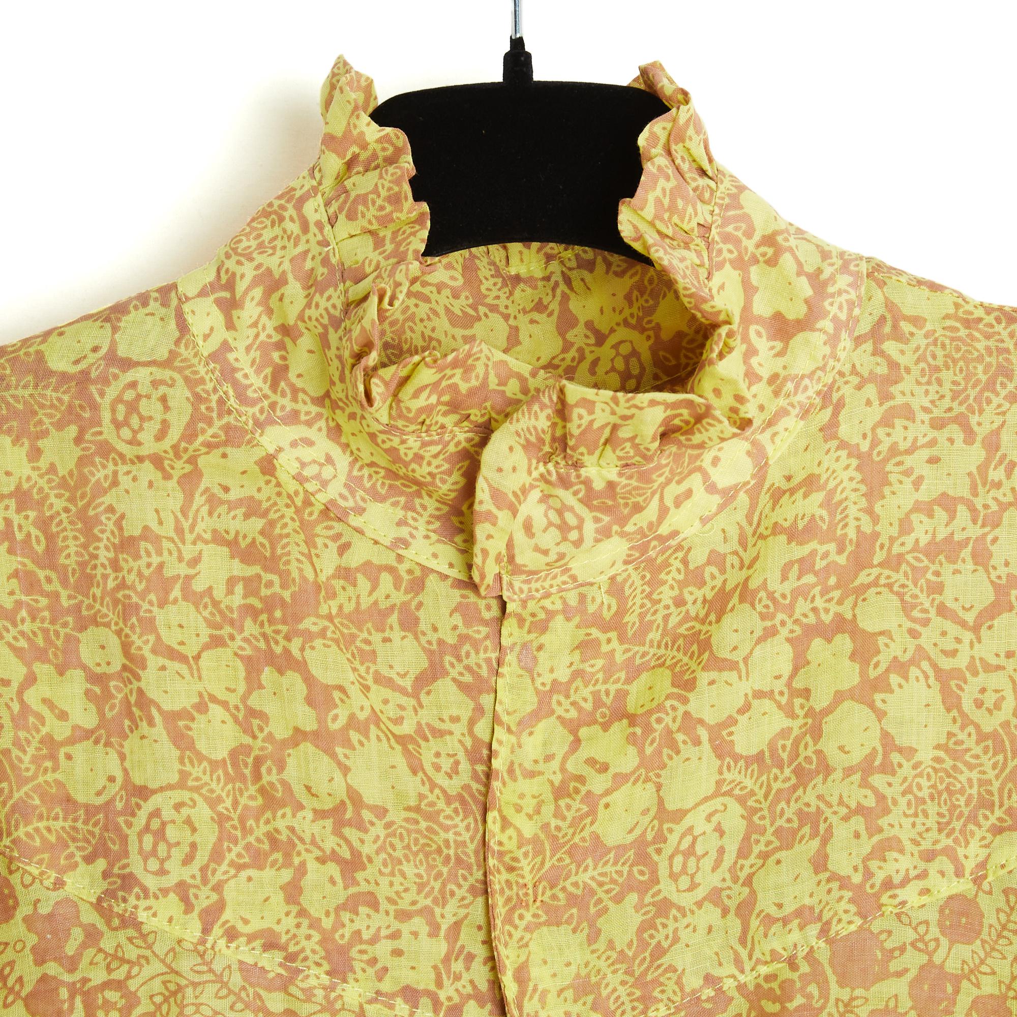 Top Yvonne S camicetta stile tunica svasata in tessuto di lino pregiato con stampa floreale nei toni del giallo 