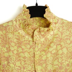 Yvonne S 2021 Top Oversize FR38 M Lime Yellow Nude Linen Ruffles Blouse UK10 US8