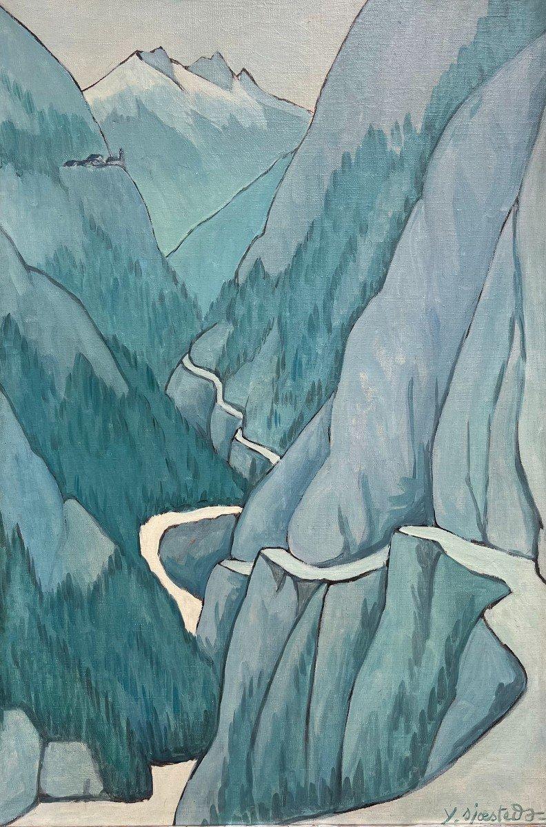 Coppia di paesaggi - Il torrente e L'impressione blu in vendita 1
