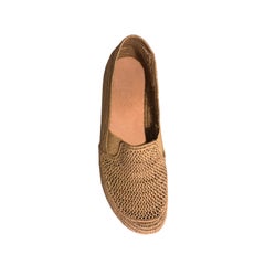 Yvonne Waska - Wicker Shoes / Flats + Gold Elastic Inserts - Wooden Heels + Bag