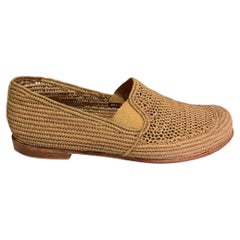 Yvonne Waska - Wicker Shoes / Flats + Gold Elastic Inserts - Wooden Heels + Bag