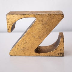Z Bookend by Curtis Jere Signed & Dated 1971 in Gold Leaf Finish