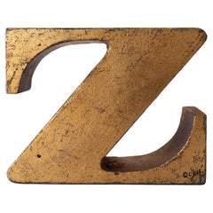Z Bookend by Curtis Jere Signed & Dated 1971 in Gold Leaf Finish