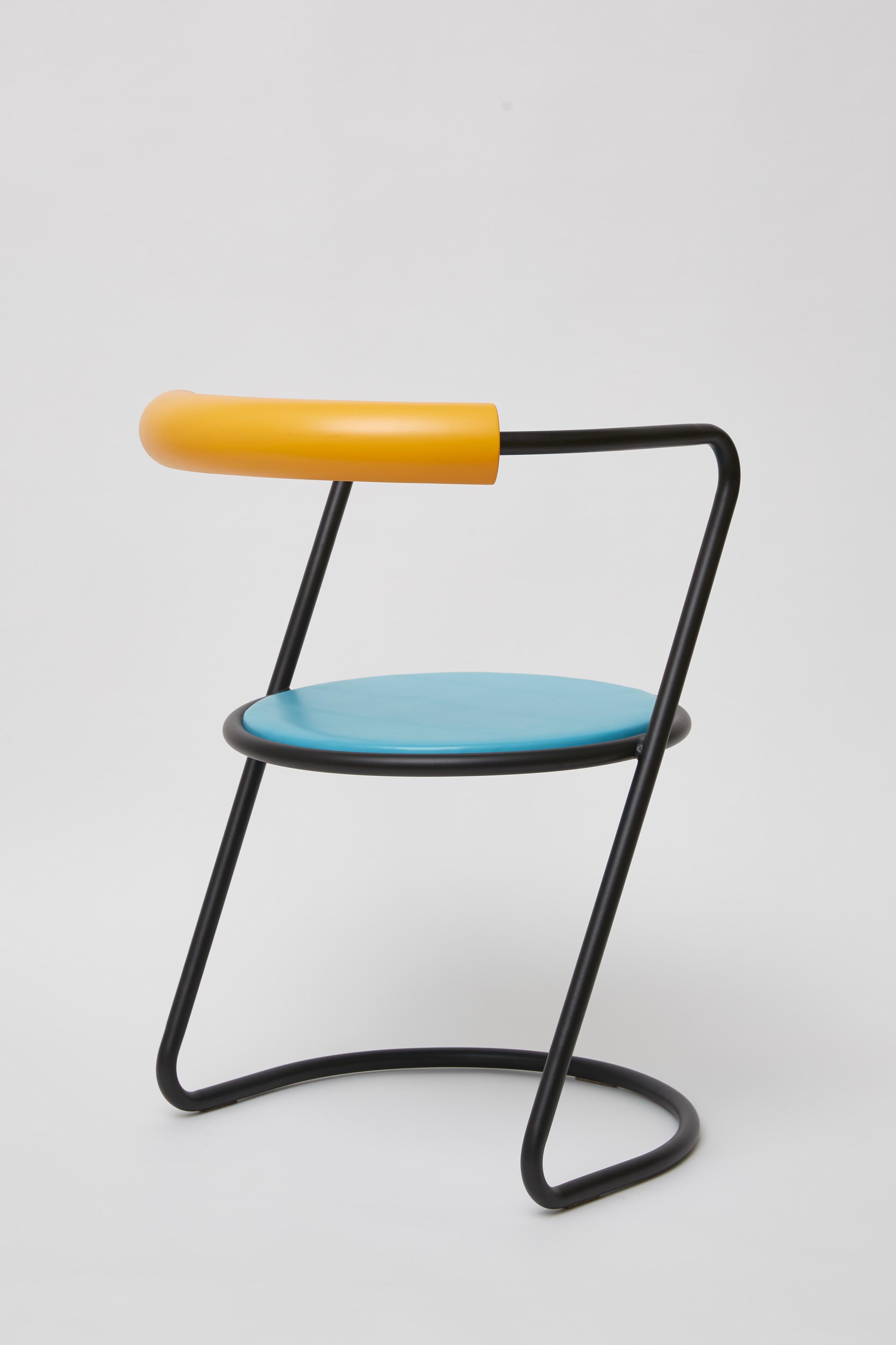 Contemporary Z-Disk Chair, Black, Orange & Light Blue For Sale