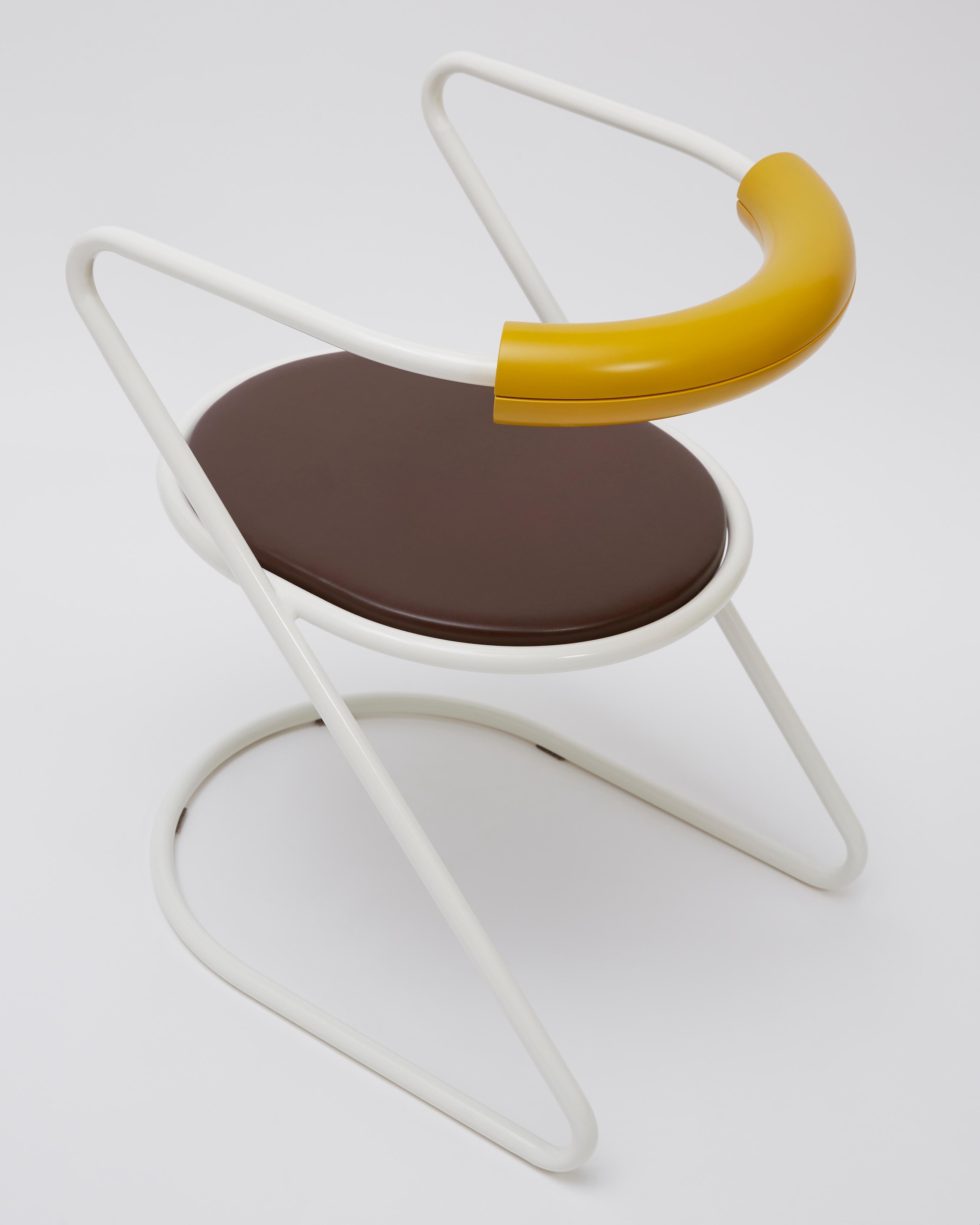 Z-Disk Chair, White, Yellow & Brown For Sale 2