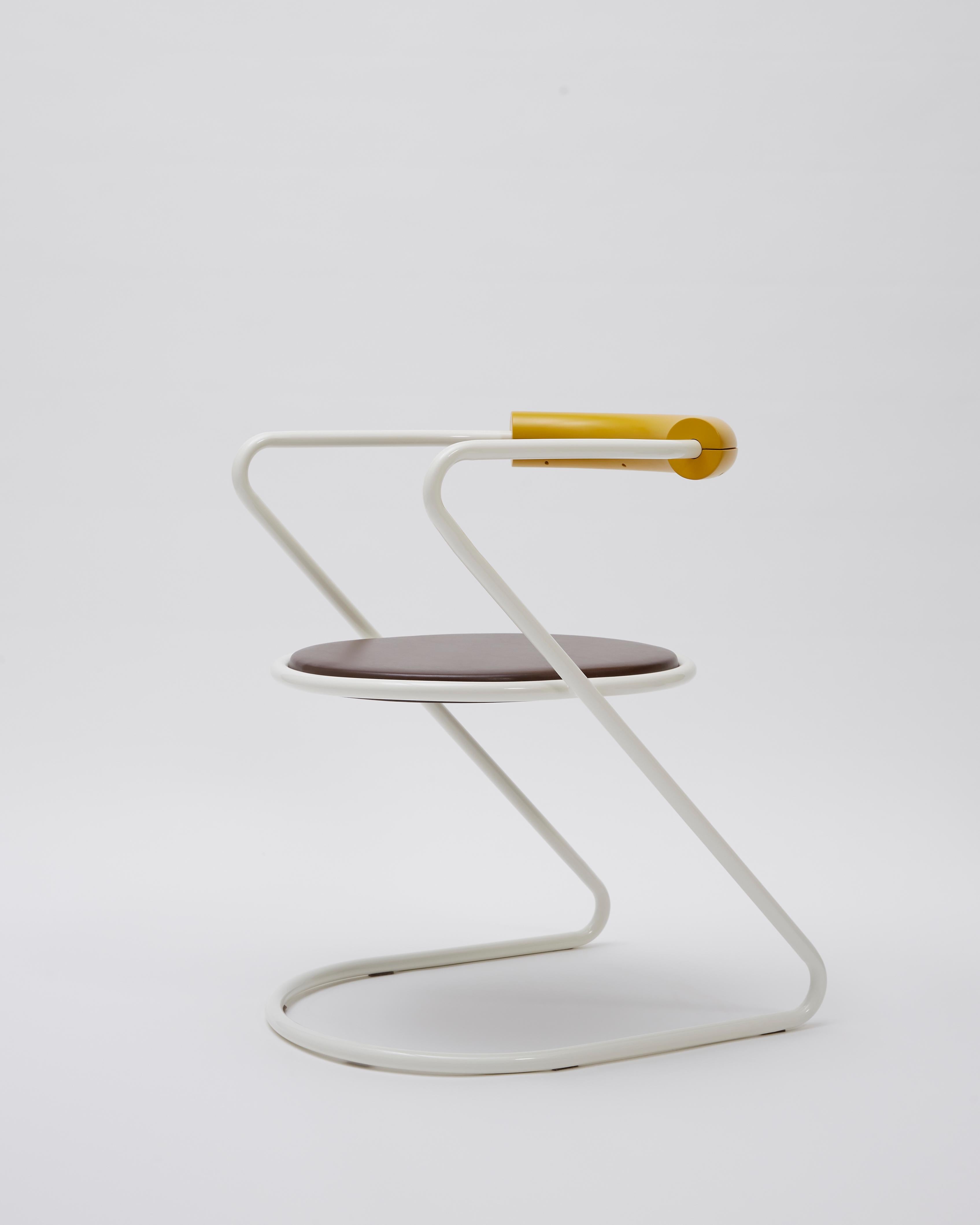Italian Z-Disk Chair, White, Yellow & Brown For Sale