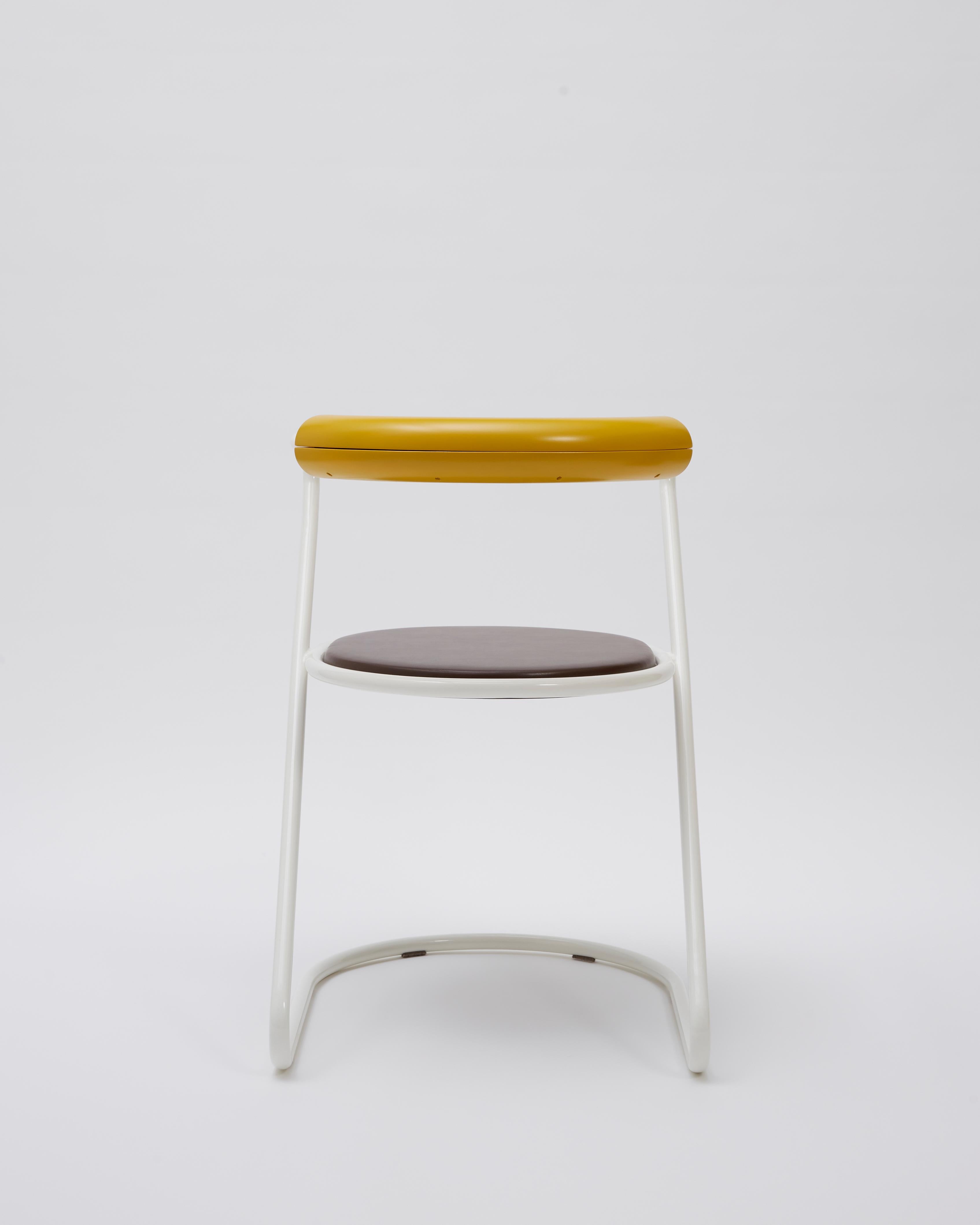 Z-Disk Chair, White, Yellow & Brown For Sale 1