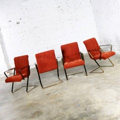 Z Frame Brass Plate Dining Chairs Style Milo Baughman, Set of Four