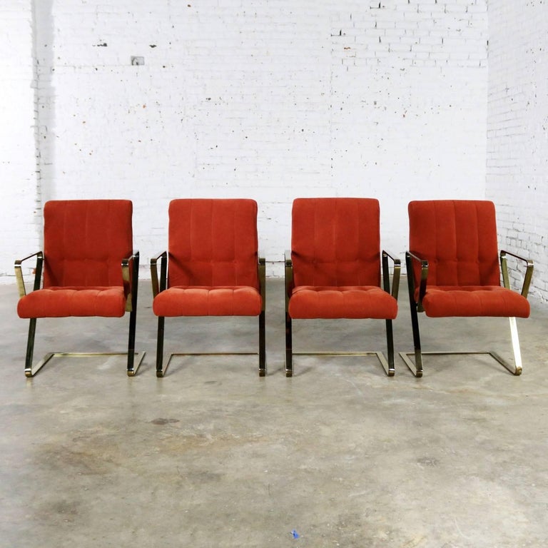 Z Frame Brass Plate Dining Chairs Style Milo Baughman, Set of Four at