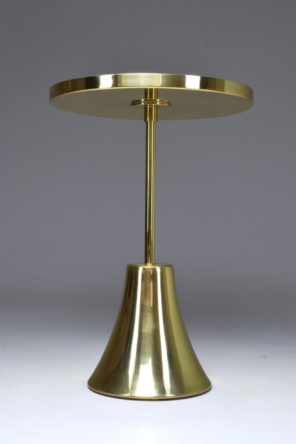 Contemporary Brass and Mosaic Side Table For Sale 2