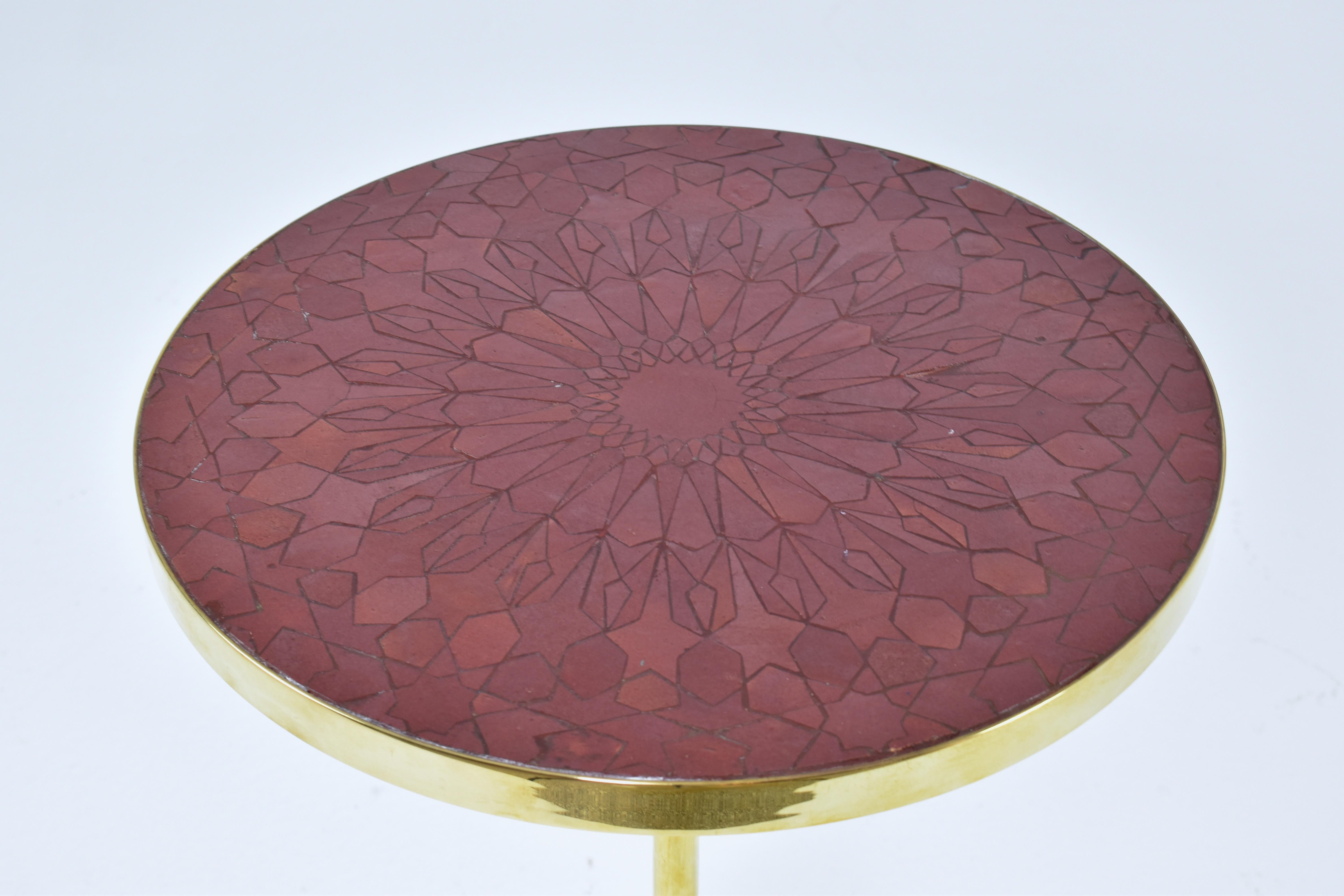 Z-I-I Contemporary Brass Mosaic Side Table, Flow Collection For Sale 1