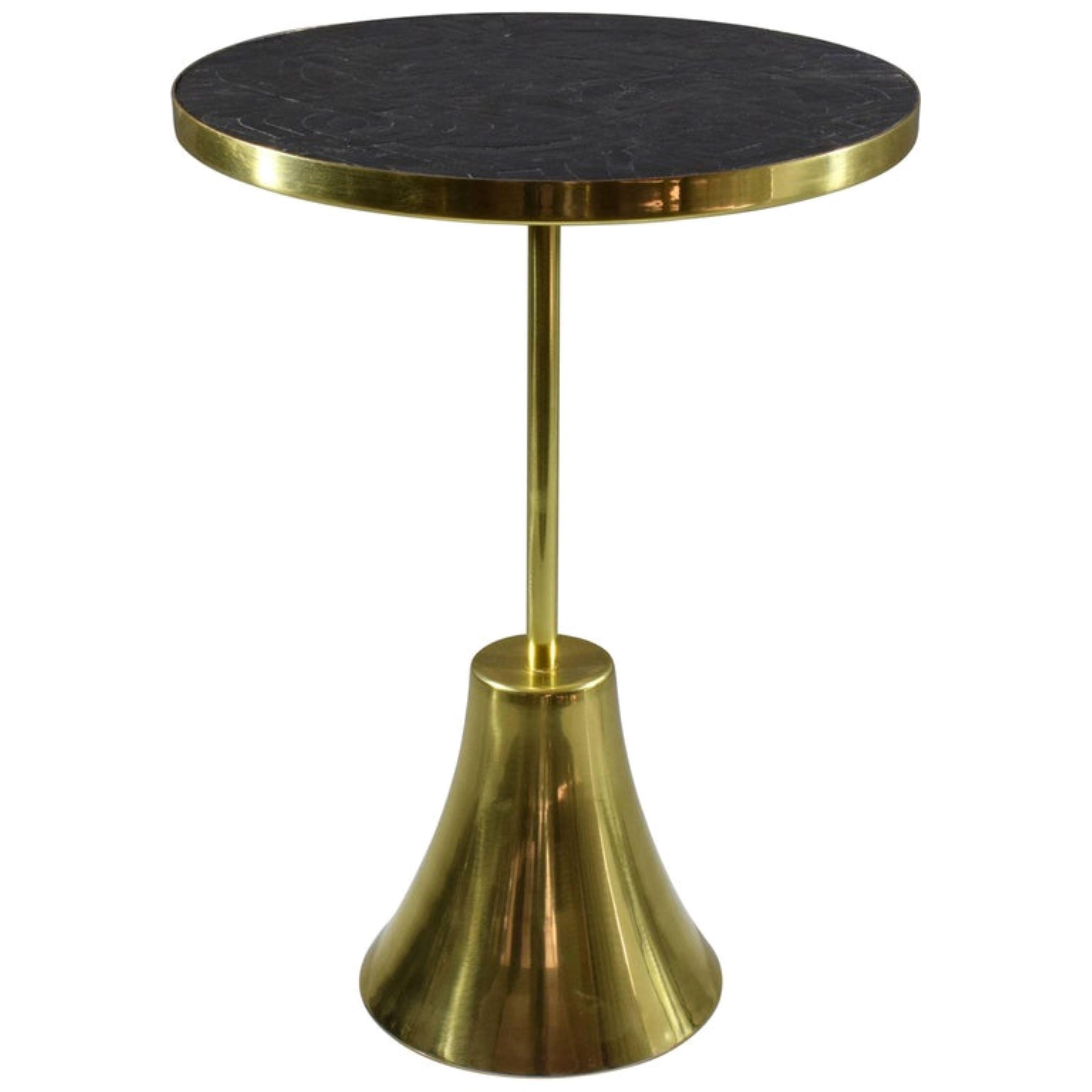 French Z-I-I Contemporary Brass Mosaic Side Table, Flow Collection For Sale
