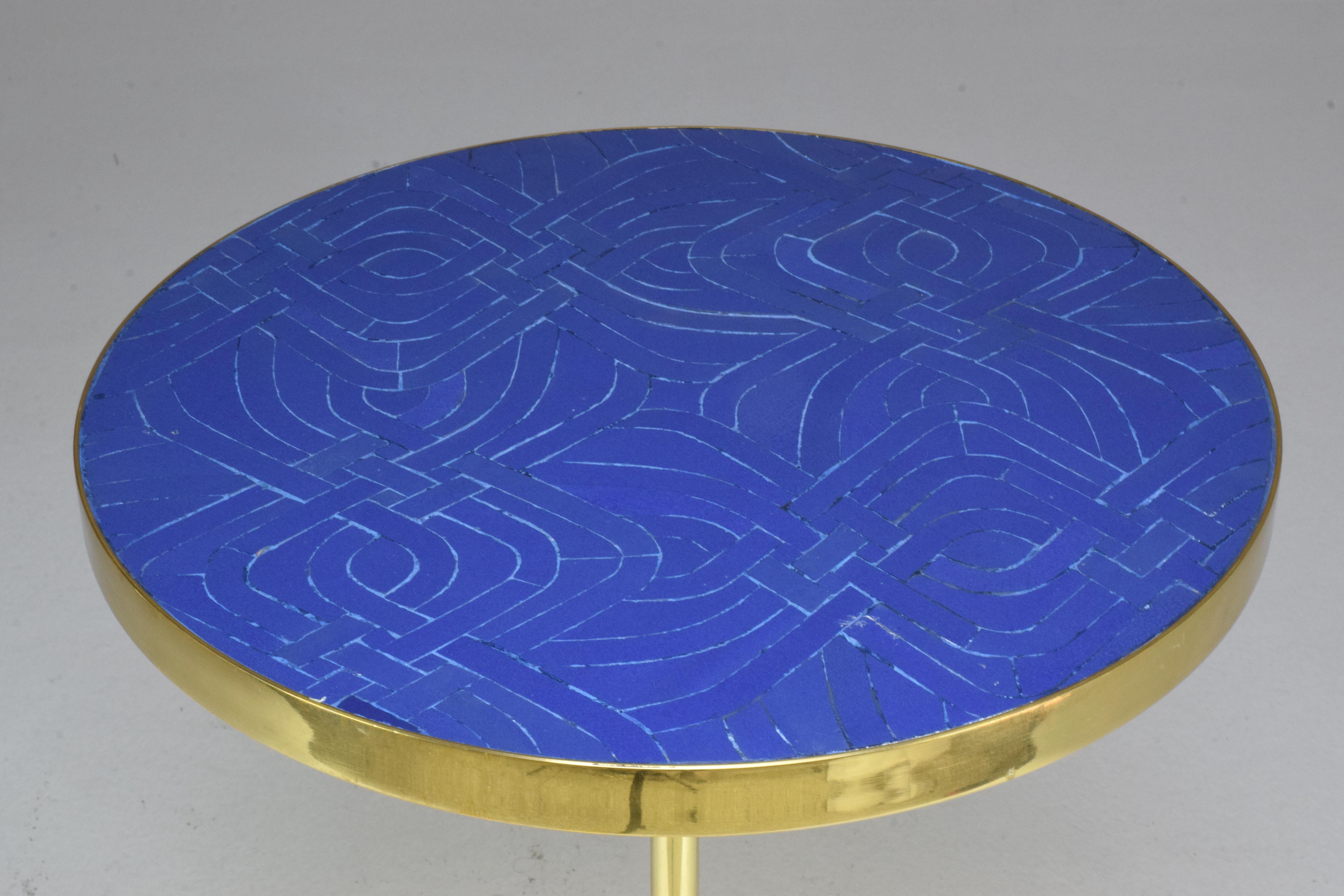 Z-I-I Contemporary Brass Mosaic Side Table, Flow Collection For Sale 3