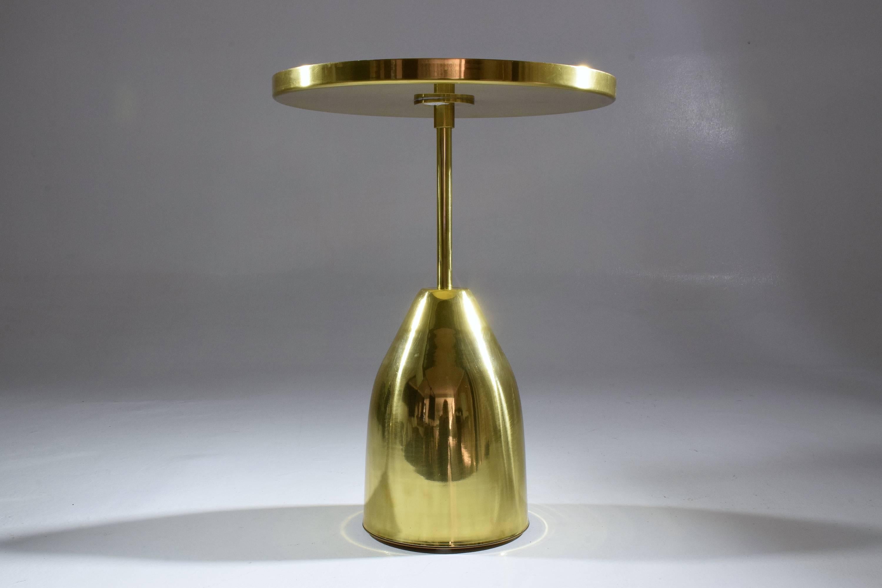 Modern Z-I-III Contemporary Brass Mosaic Side Table, Flow Collection 
