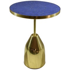Z-I-III Contemporary Brass Mosaic Side Table, Flow Collection 