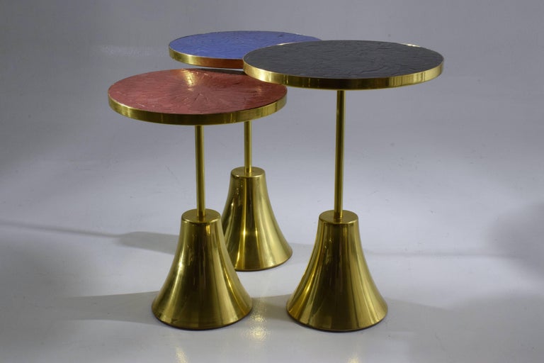 Zel Ora Blue Mosaic Side Table, Flow Collection For Sale at 1stDibs