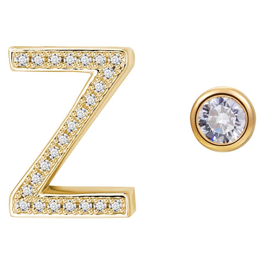 Z Initial Bezel Mismatched Earrings For Sale