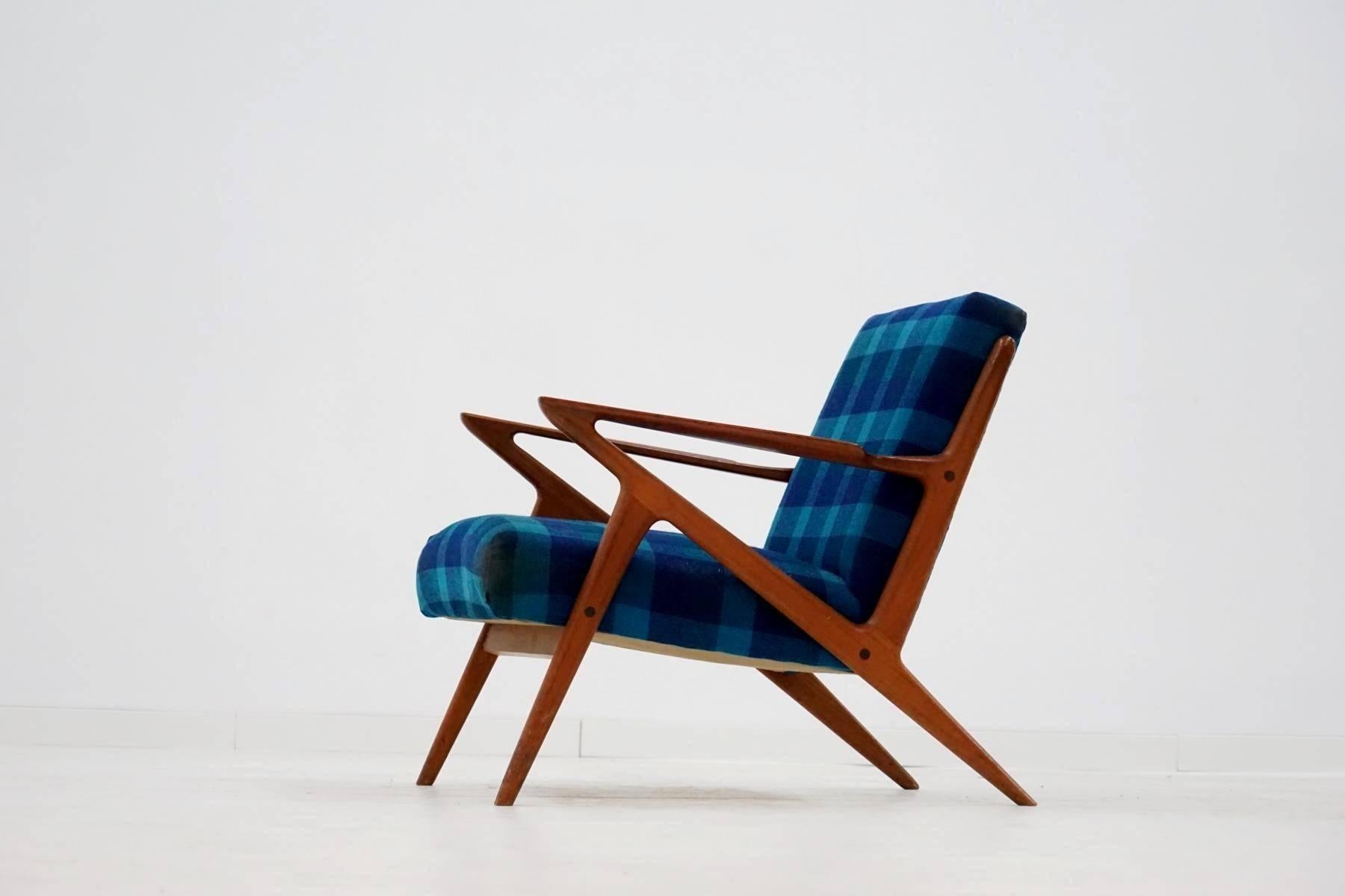 Wood Z Lounge Armchair Chair by Poul Jensen & Selig Midcentury Danish Modern, 1950s