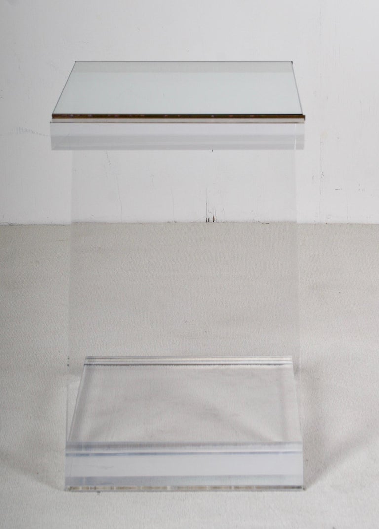 Modern Lucite Side Table by Jeffrey Bigelow, "Z" Table, signed For Sale