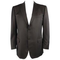 Z ZEGNA 42 Regular Brown Solid Wool Notch Lapel Sport Coat
