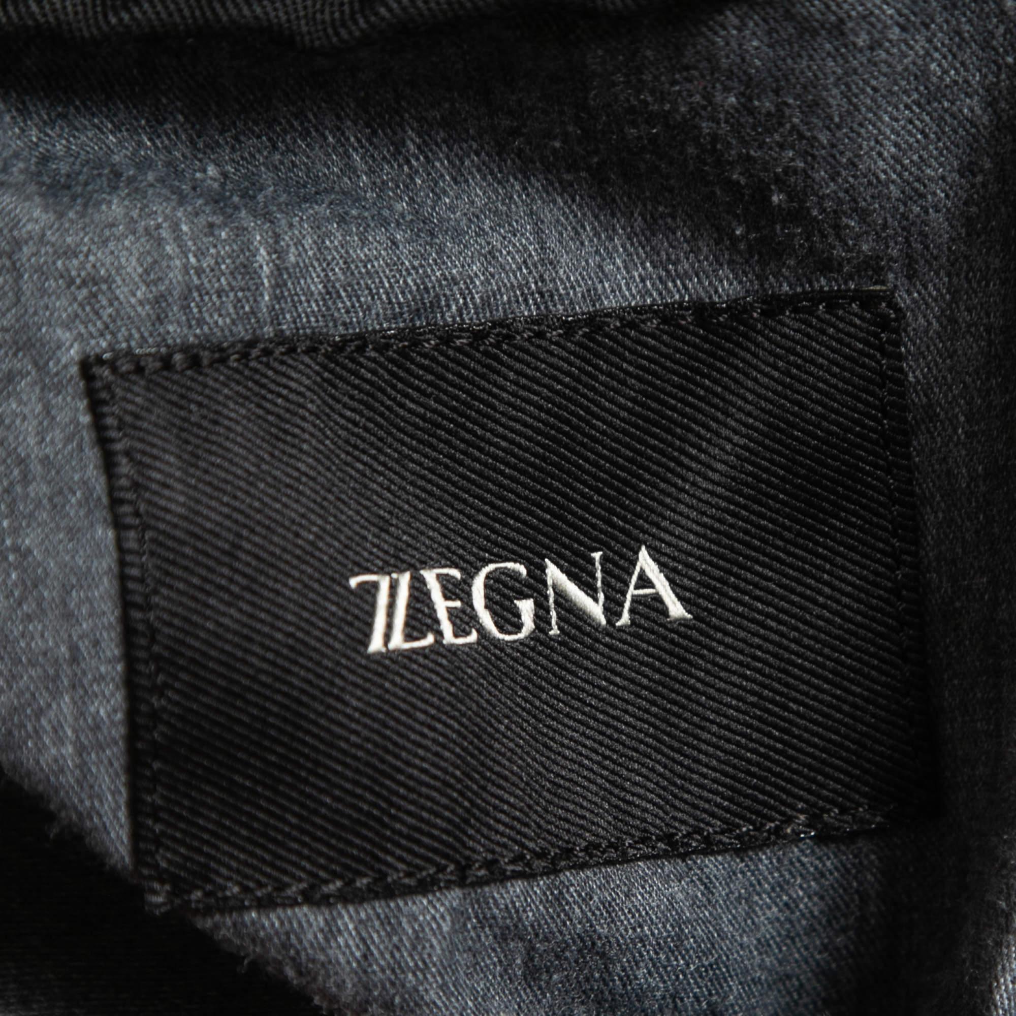 Men's Z Zegna Black Cotton Blend Drawstring Waist Trousers XXL For Sale
