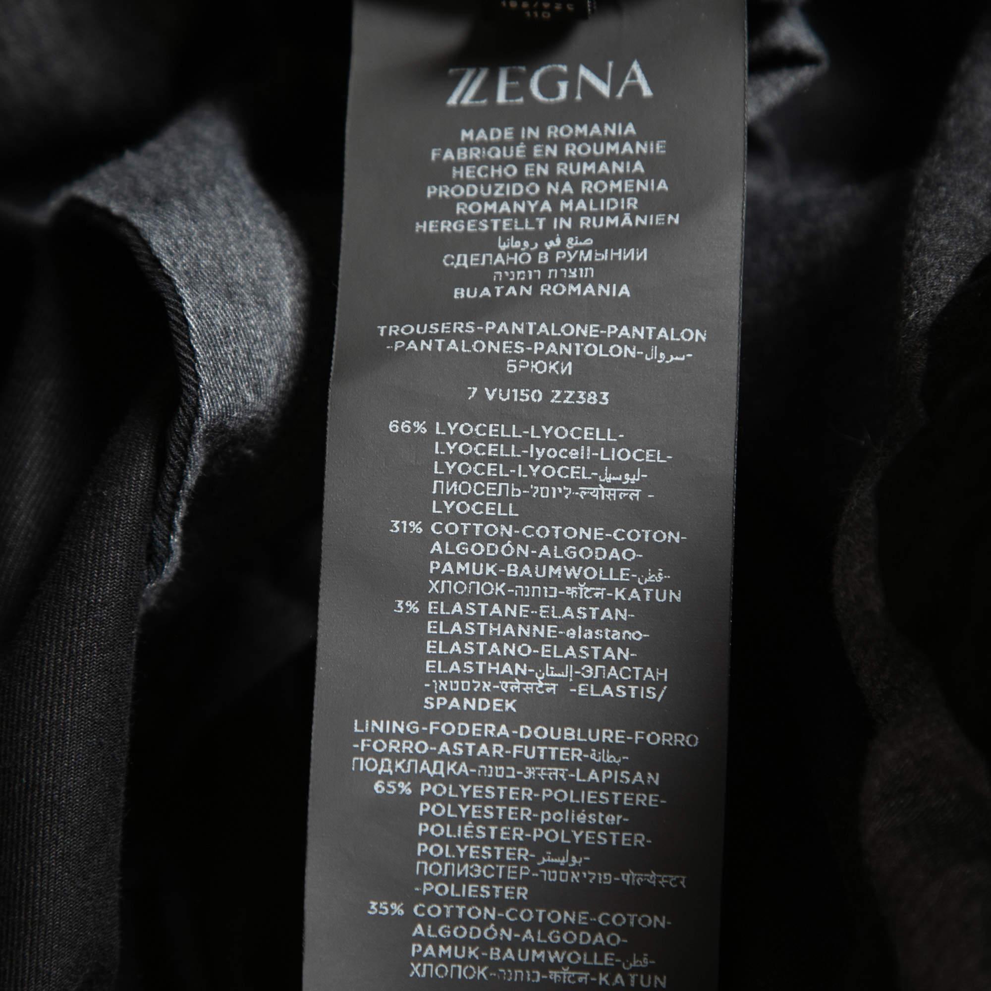 Z Zegna Black Cotton Blend Drawstring Waist Trousers XXL For Sale 2