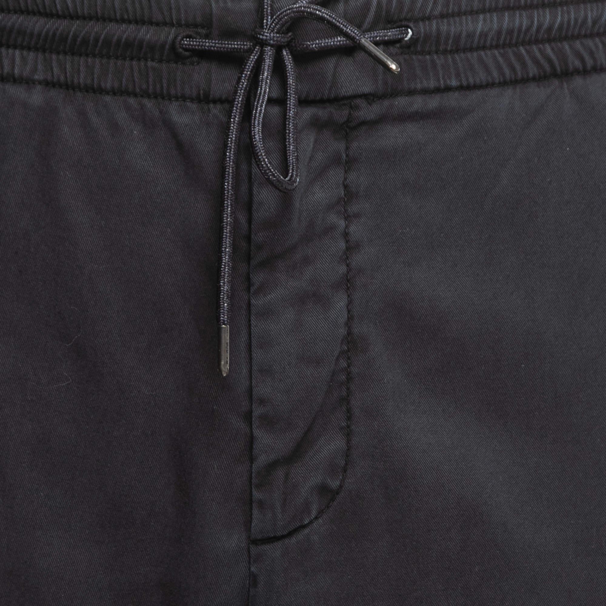 Z Zegna Black Cotton Blend Drawstring Waist Trousers XXL/Waist 37