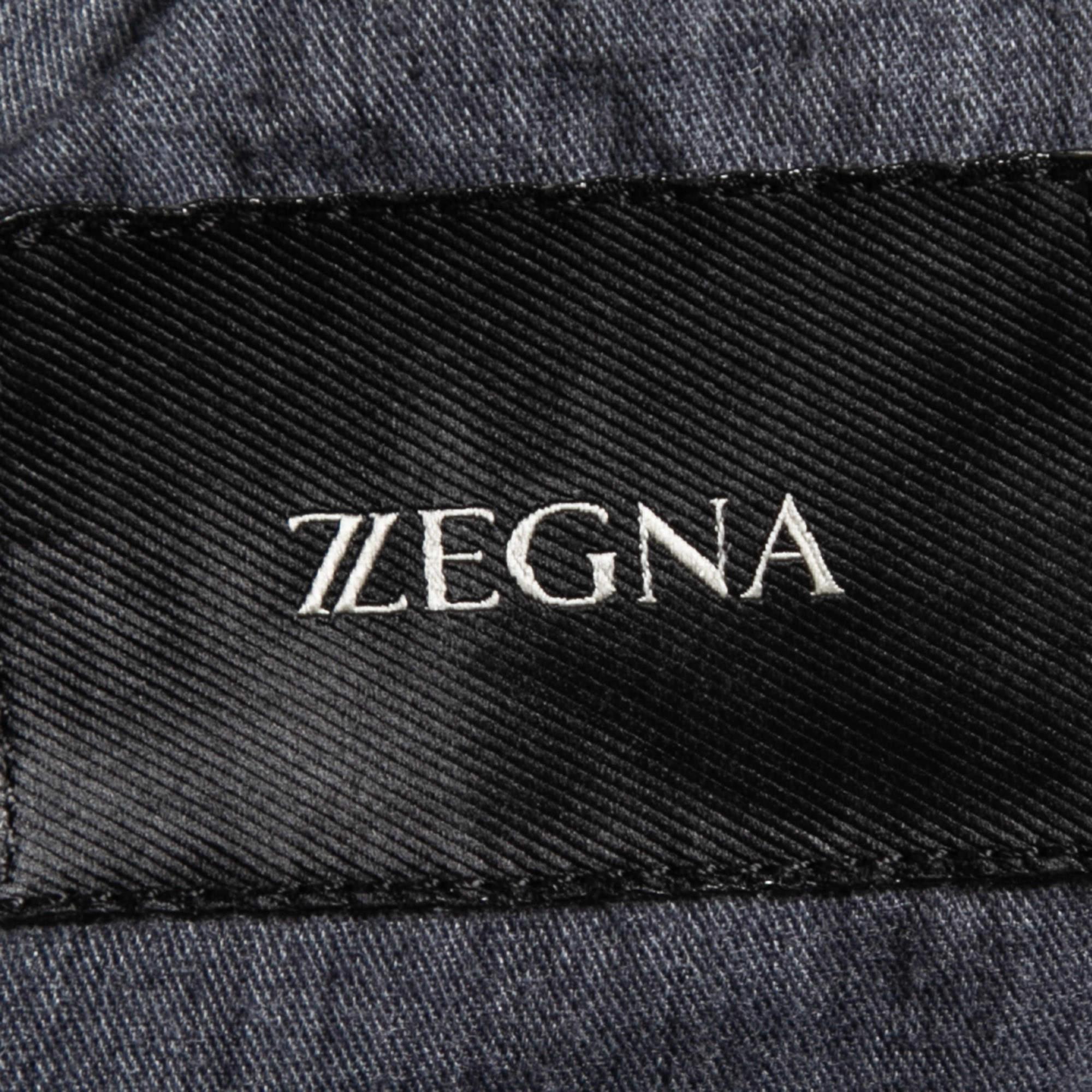 Men's Z Zegna Black Cotton Blend Drawstring Waist Trousers XXL/Waist 37