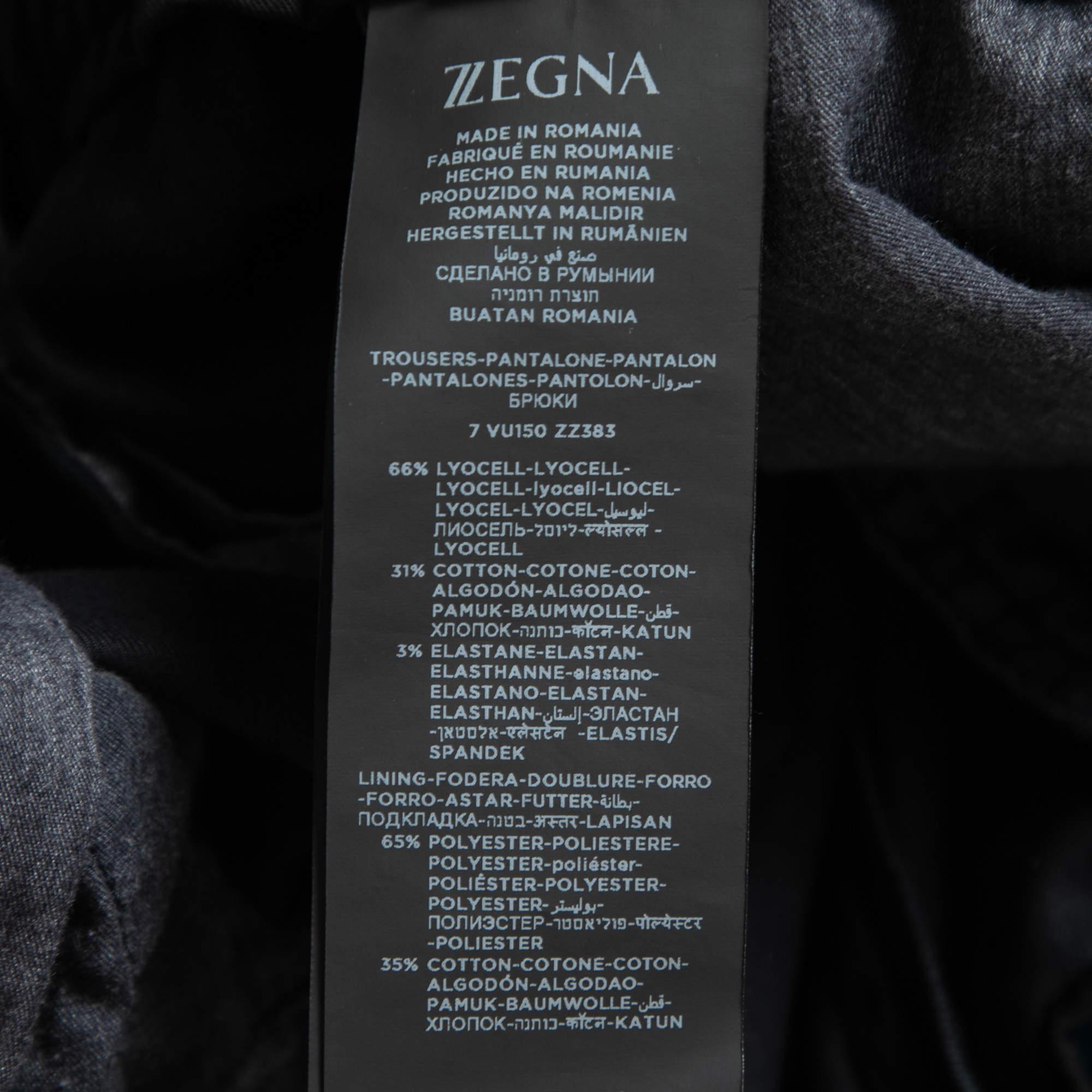Z Zegna Black Cotton Blend Drawstring Waist Trousers XXL/Waist 37
