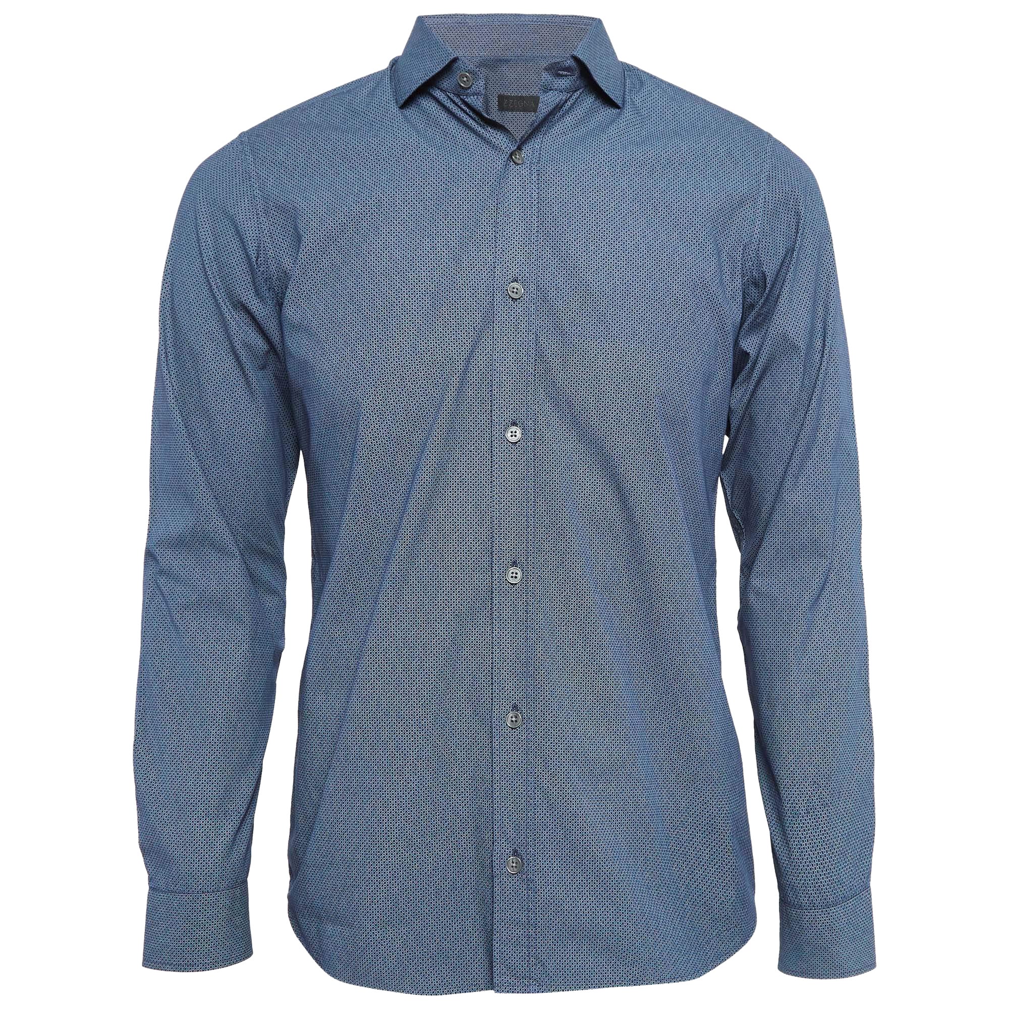 Z Zegna, chemise boutonnée en coton imprimé bleu S