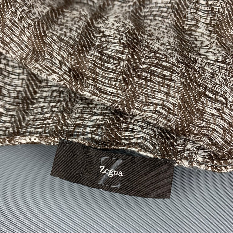Z ZEGNA Brown Linen Woven Scarf at 1stDibs