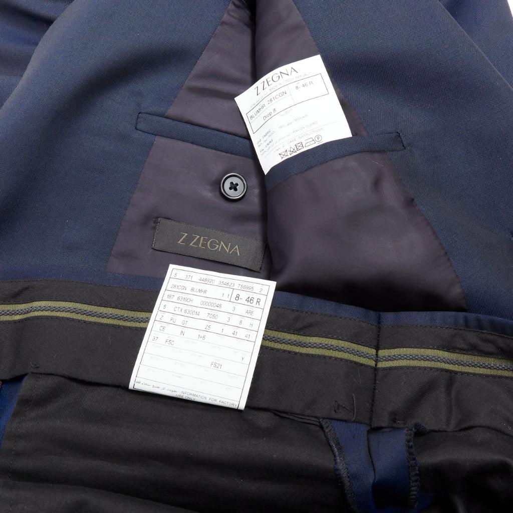 Z ZEGNA Drop 8 marineblau Wolle Mohair low shine slim Blazer Hose Anzug EU46 S 5