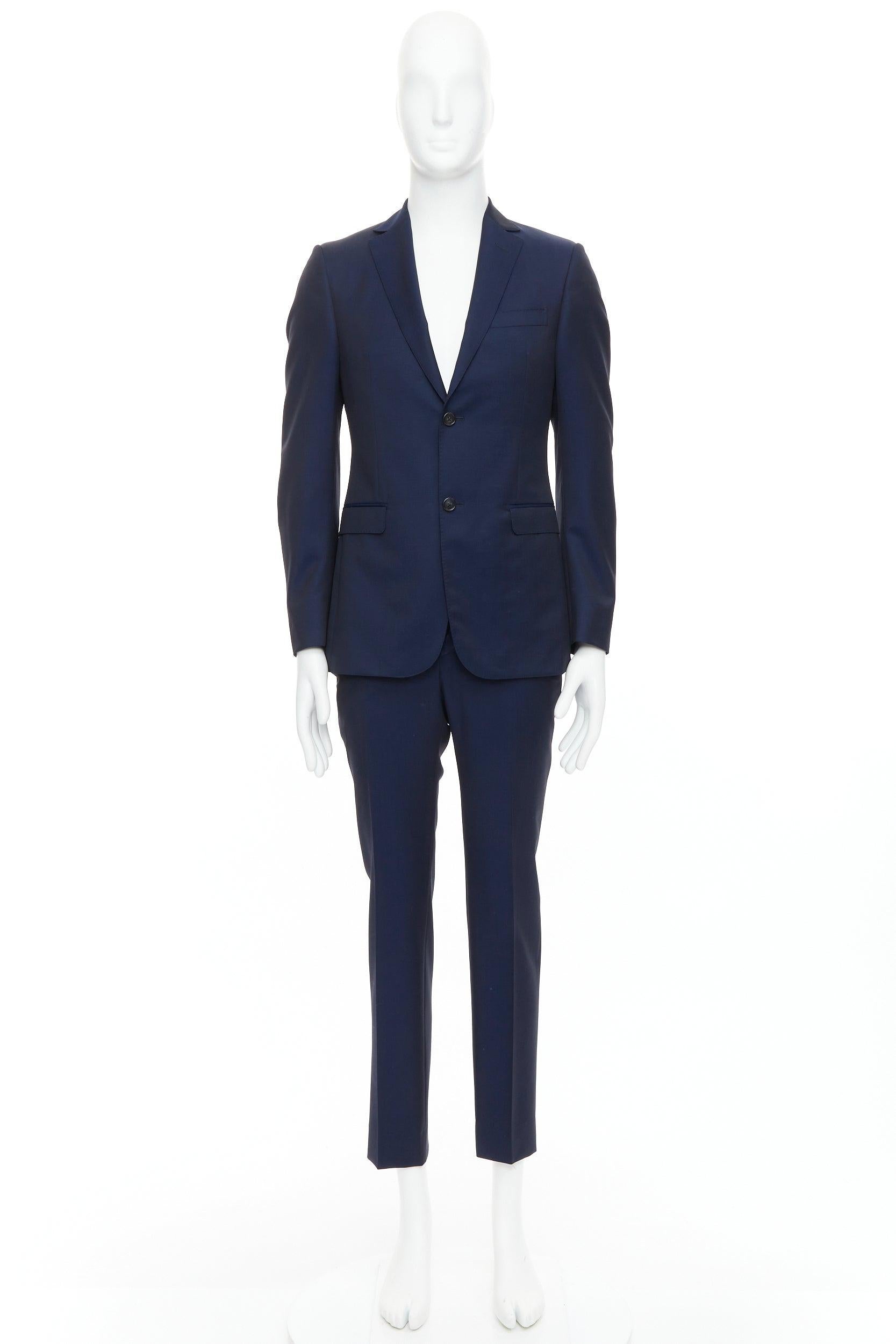 Z ZEGNA Drop 8 marineblau Wolle Mohair low shine slim Blazer Hose Anzug EU46 S 6