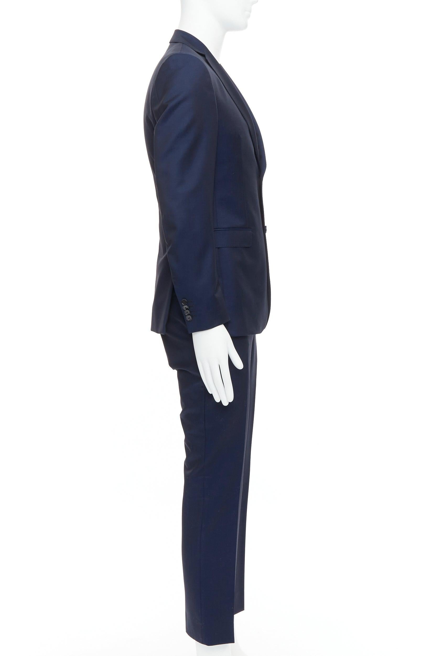 Z ZEGNA Drop 8 marineblau Wolle Mohair low shine slim Blazer Hose Anzug EU46 S (Schwarz)