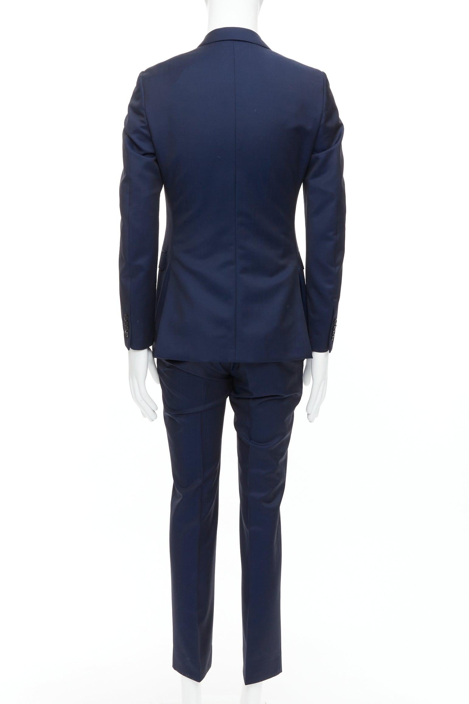 Z ZEGNA Drop 8 marineblau Wolle Mohair low shine slim Blazer Hose Anzug EU46 S im Zustand „Hervorragend“ in Hong Kong, NT