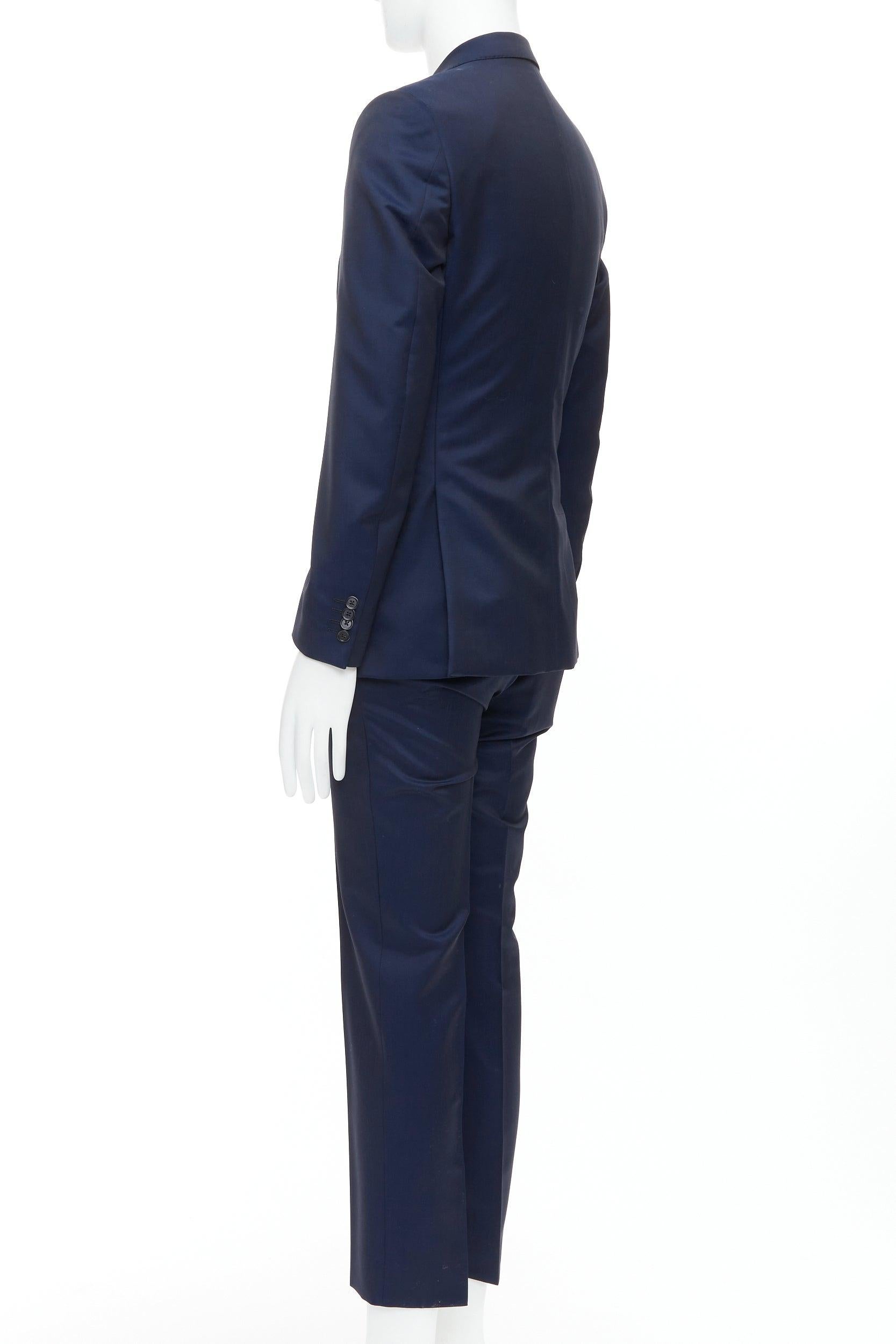 Z ZEGNA Drop 8 marineblau Wolle Mohair low shine slim Blazer Hose Anzug EU46 S Herren