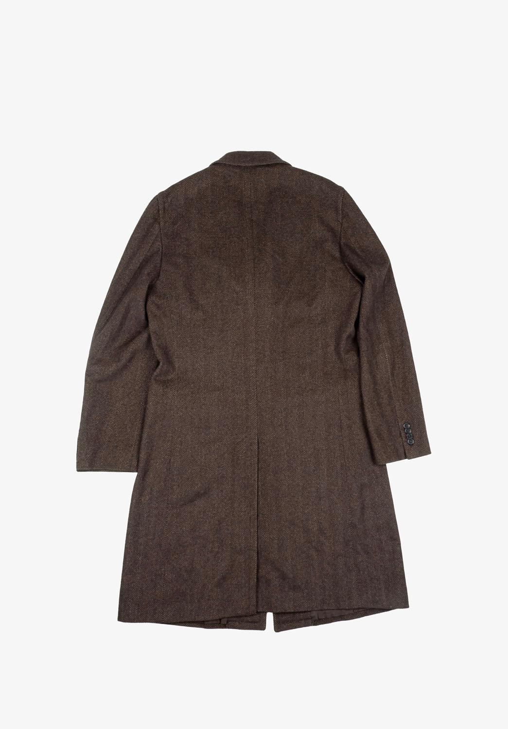 Black Z Zegna herringbone overcoat Men Coat Size ITA56 runs XL/XXL, S924 For Sale
