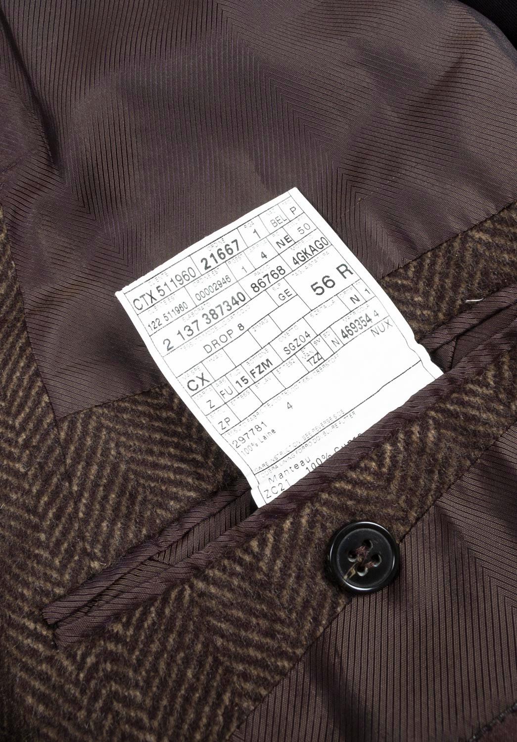 Men's Z Zegna herringbone overcoat Men Coat Size ITA56 runs XL/XXL, S924 For Sale