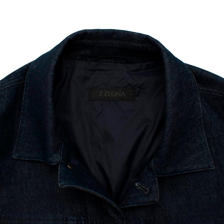 Black Z Zegna Hybrid Denim Jacket with Quilted Sleeves For Sale