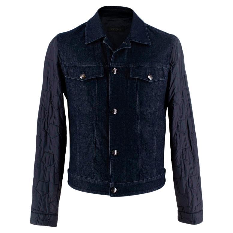 Z Zegna Hybrid Denim Jacket with Quilted Sleeves For Sale