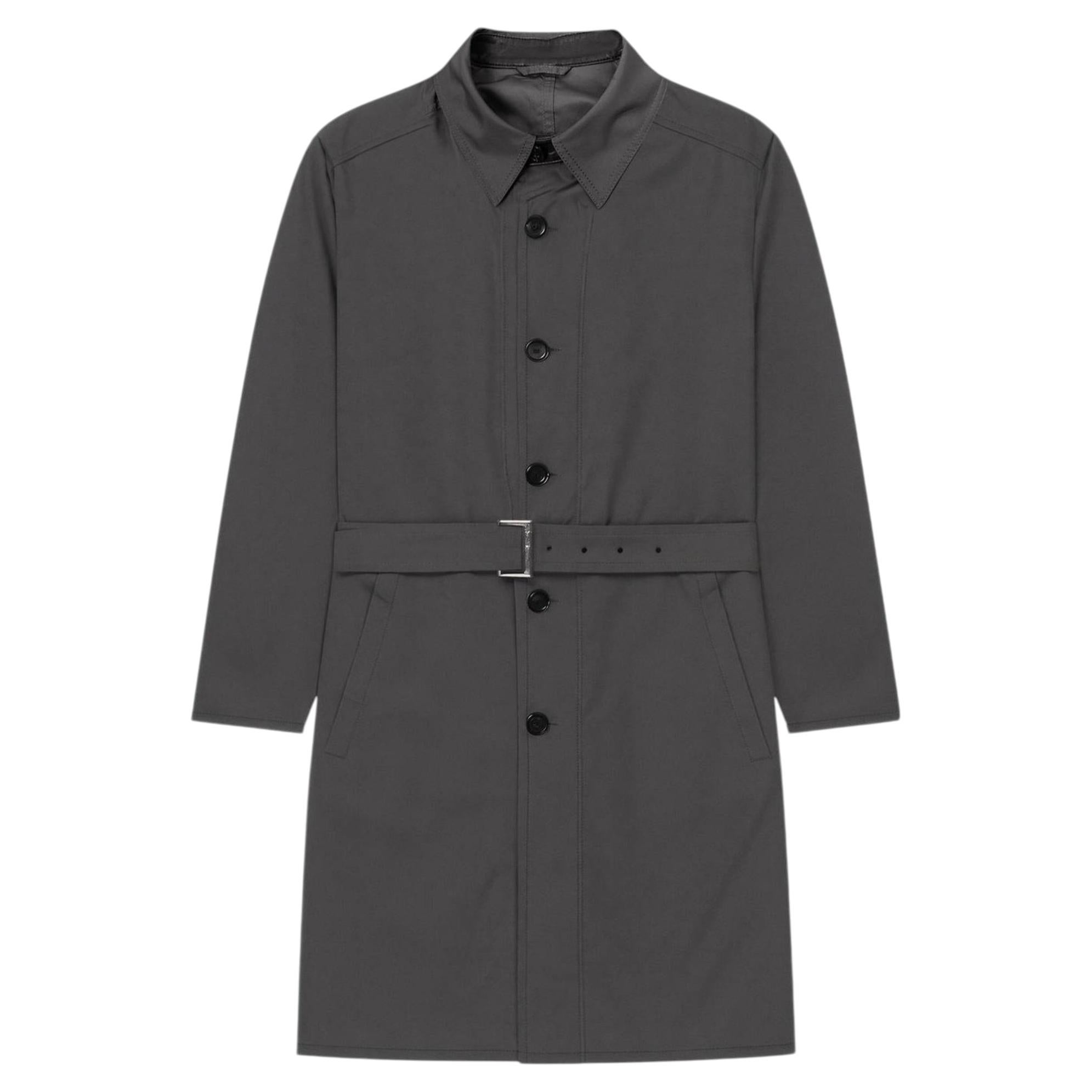 Z Zegna Herren-Leichtmantel in Grau, Größe XXL, mit Lederdetails, Italien
