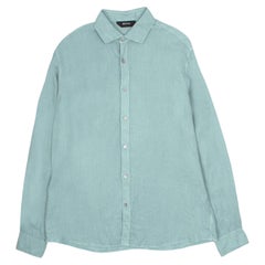 Z Zegna Mint Green Linen Short Sleeve Shirt XL Excellent Condition