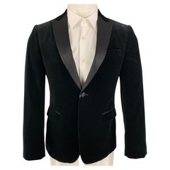 Z ZEGNA Größe 36 Schwarz Samt Baumwolle Samt Peak Lapel Sportmantel