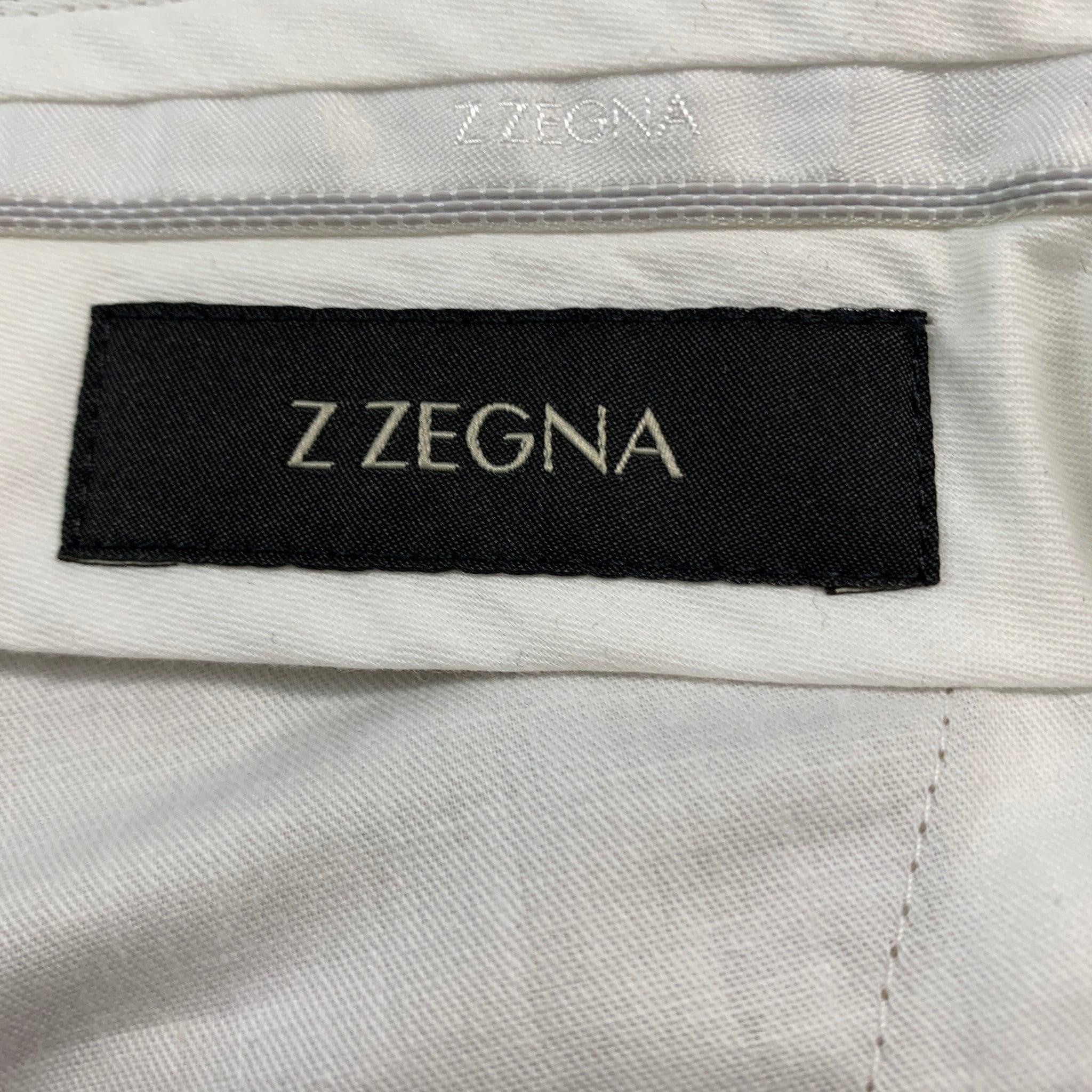 Z ZEGNA Size 36 Khaki Cotton Notch Lapel Suit For Sale 6