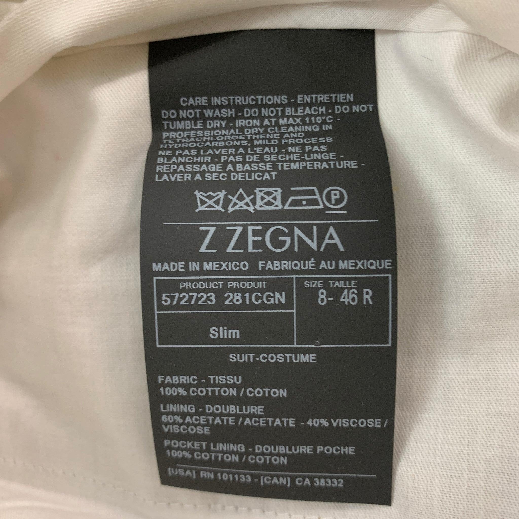 Z ZEGNA Size 36 Khaki Cotton Notch Lapel Suit For Sale 4