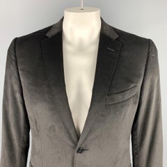 Z ZEGNA Size 40 Black Velvet Notch Lapel Sport Coat