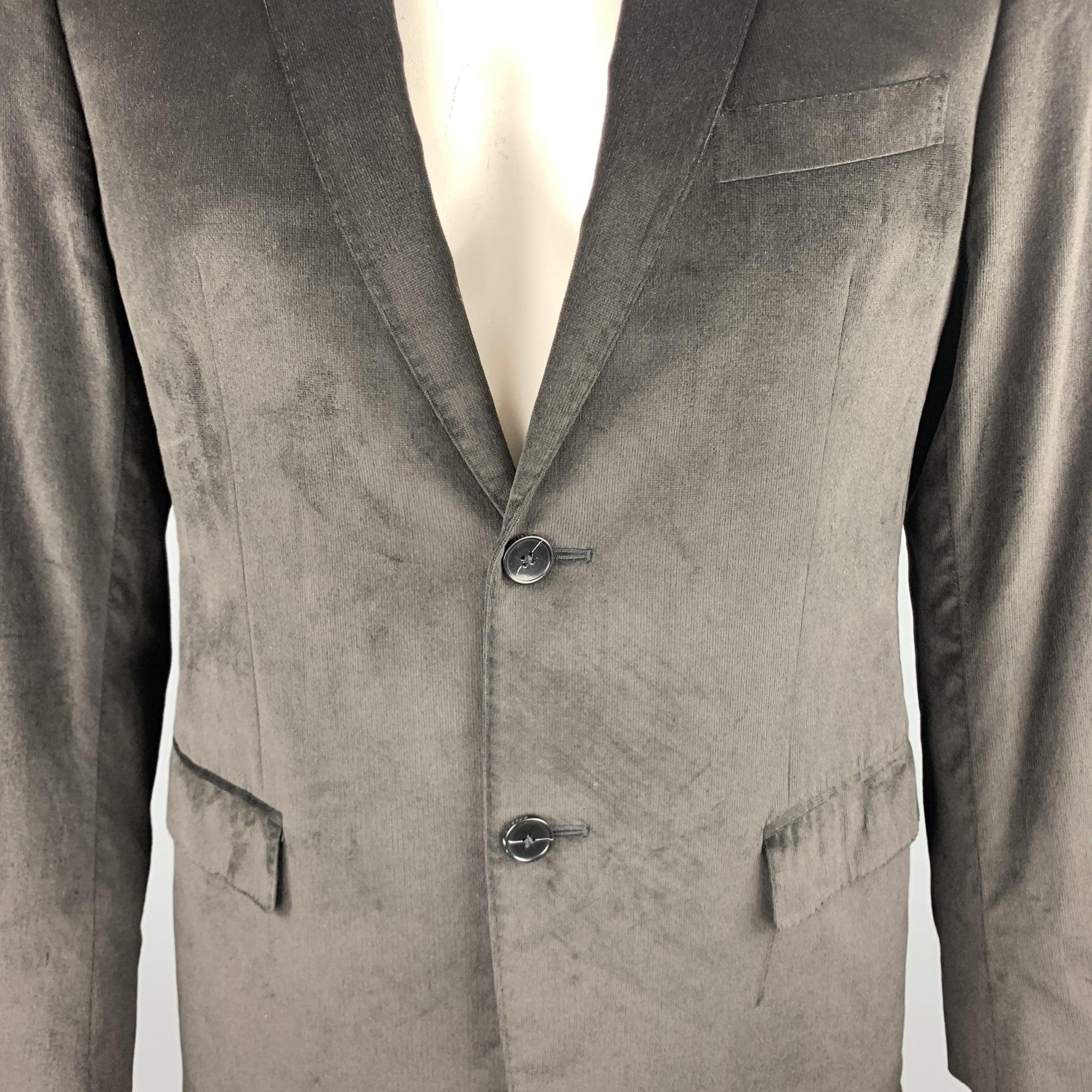 Z ZEGNA Size 40 Black Velvet Notch Lapel Sport Coat In Good Condition For Sale In San Francisco, CA