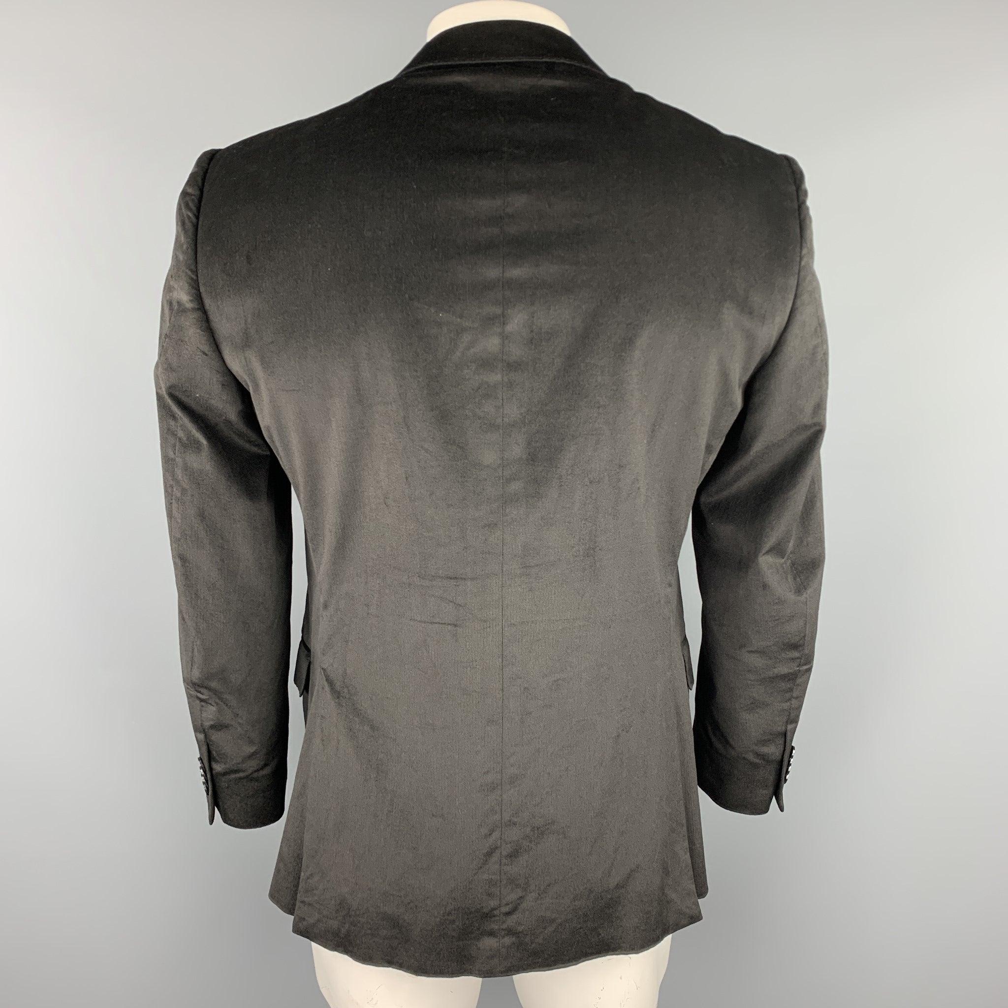 Men's Z ZEGNA Size 40 Black Velvet Notch Lapel Sport Coat For Sale