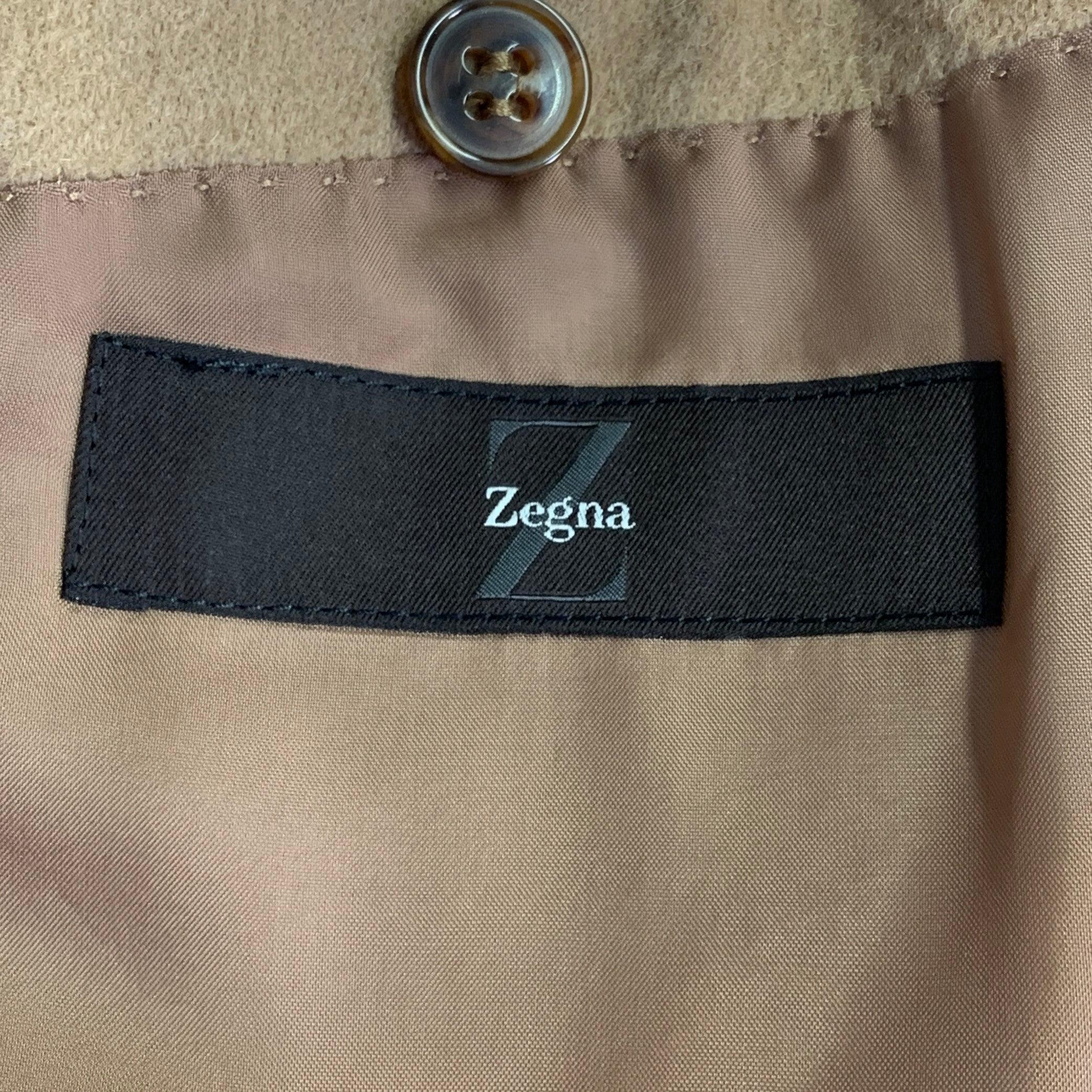 Z ZEGNA Size 40 Long Beige Camel Hair Single breasted Sport Coat 1